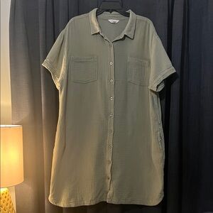 Womens Green button down dress